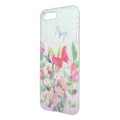 Pink & Red Watercolor Flowers & Butterflies Uncommon iPhone Case (Back/Left)