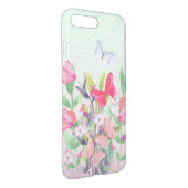 Pink & Red Watercolor Flowers & Butterflies Uncommon iPhone Case (Back/Right)