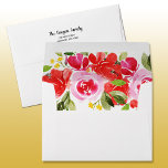 Pink Red Watercolor Flowers Envelopes 5 x 7<br><div class="desc">Elegant watercolor lemons and leaves and a yellow background line these white envelopes,  a perfect accent to our matching invitations suite wedding invitations,  birthday party invitations,  bridal shower invitations or any special occasion. MATCHING items in our store.</div>