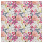 Pink, red watercolor flowers. fabric