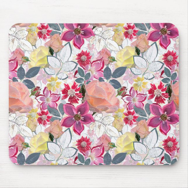 Pink, red watercolor flowers. mouse pad (Front)