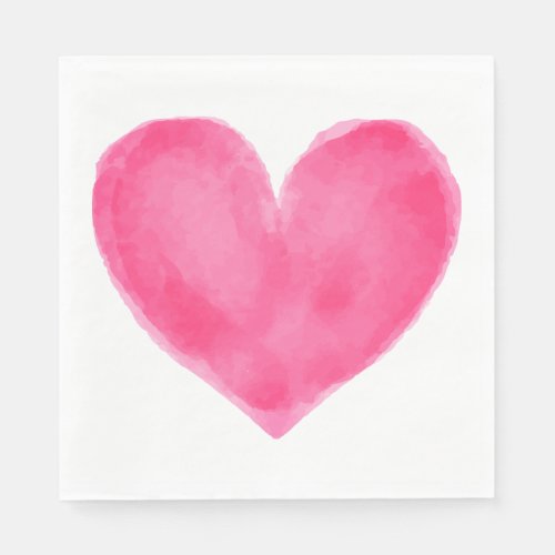 Pink Red Watercolor Heart  _ Wedding Party Love Napkins