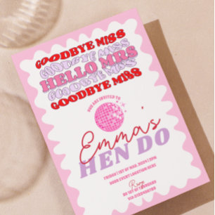 Pink Red Wavy Bachelorette Party Hen Itinerary Invitation