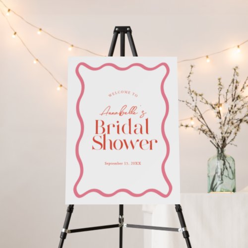 Pink  Red Wavy Frame Trendy Bridal Shower Welcome Foam Board