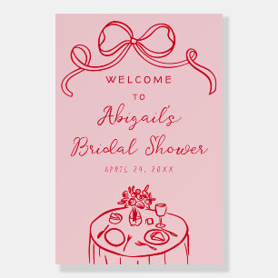 Pink Red Whimsical Bridal Shower Welcome Sign
