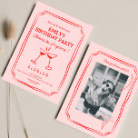 Pink Red Whimsical Funky Cheers 30th Birthday Invitation<br><div class="desc">Hand Drawn Funky Cheers Beers 30 th Birthday</div>