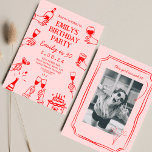 Pink Red Whimsical Funky Quirky  30 th Birthday Invitation<br><div class="desc">Quirky Hand Drawn Funky Cheers Beers 30 th Birthday</div>