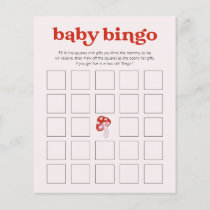 Pink & Red Whimsical Mushroom Baby Shower Bingo