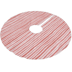 Pink Red White Cane Stripes Christmas Brushed Polyester Tree Skirt