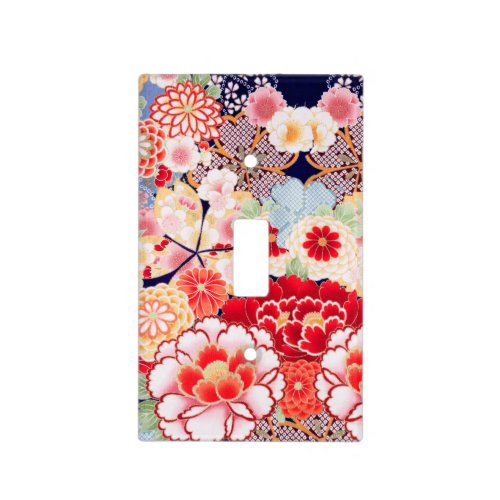 PINK RED WHITE FLOWERS PeonyRoses Japanese Floral Light Switch Cover