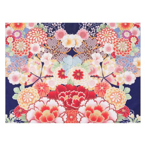 PINK RED WHITE FLOWERS PeonyRoses Japanese Floral Tablecloth