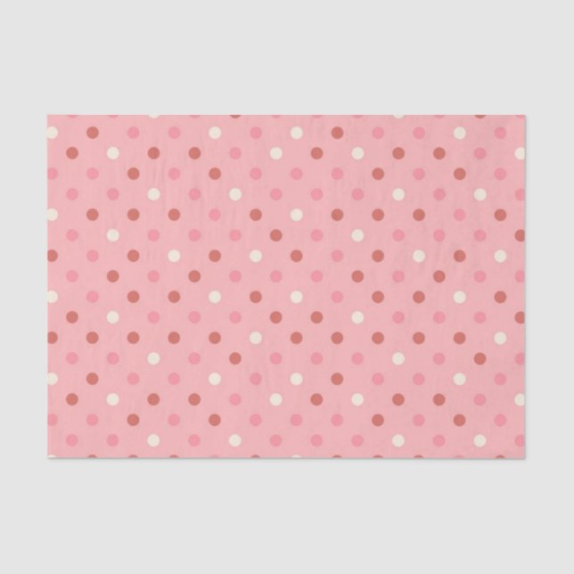 Pink Red White Polka Dot Pattern Tissue Paper (Front)