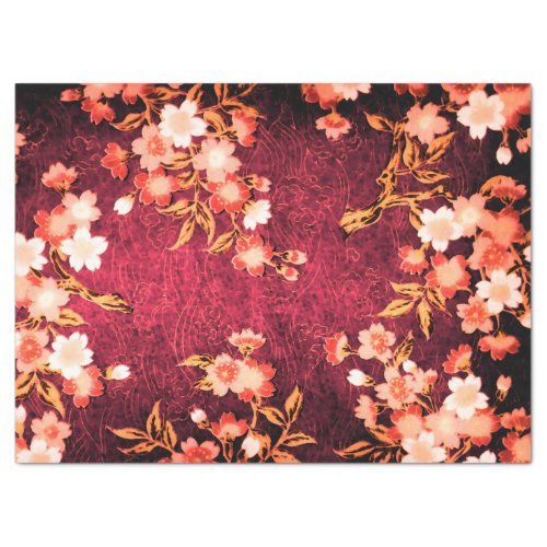 PINK RED WHITE SPRING FLOWERS JAPANESE FLORAL TISSUE PAPER