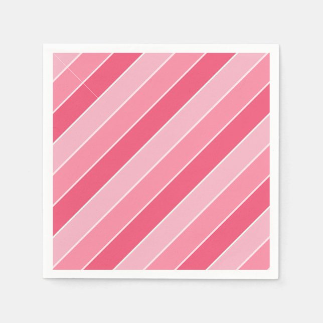 Pink Red White Striped Blank Template Modern Napkins (Front)