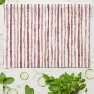 Pink Red White Stripes Christmas Kitchen Towel