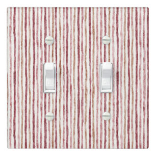 Pink Red White Stripes Christmas Light Switch Cover