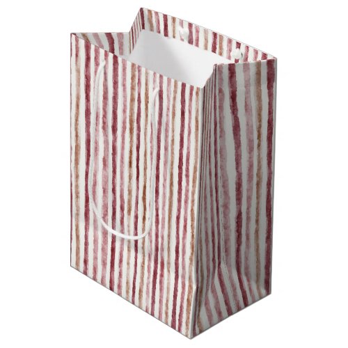 Pink Red White Stripes Christmas Medium Gift Bag
