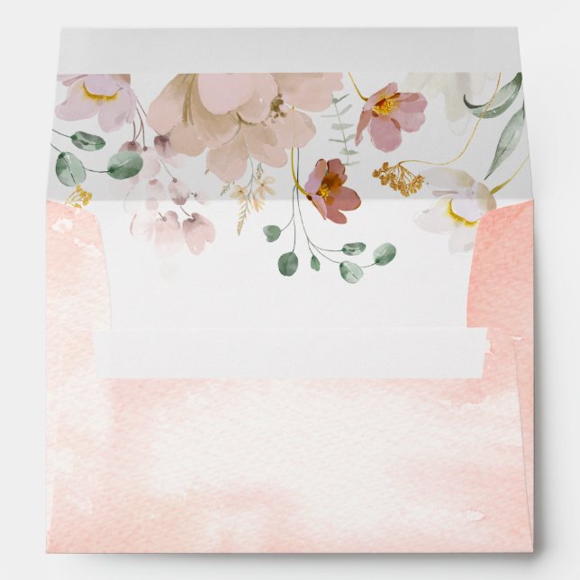 Pink & Red Wildflowers Elegant Envelope (Back (Bottom))