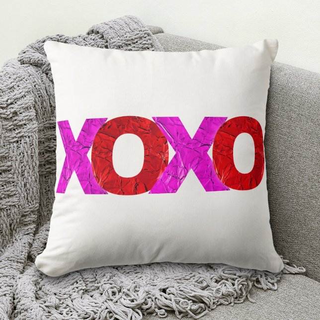Pink Red XOXO Valentine’s Day Bold Modern Graphic  Throw Pillow (Creator Uploaded)