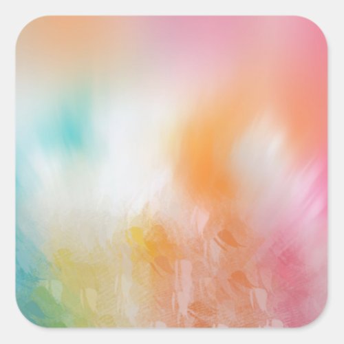 Pink Red Yellow Blue Colorful Abstract Art Blank Square Sticker