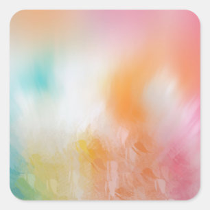 Pink Red Yellow Blue Colorful Abstract Art Blank Square Sticker