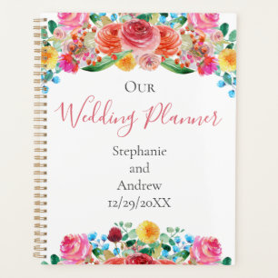 Pink Red Yellow Blue Floral Elegant Wedding  Planner