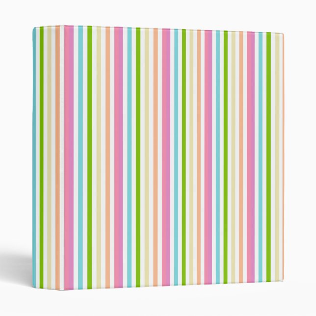 Pink Red Yellow Blue Green Purple White Trendy 3 Ring Binder (Front/Spine)