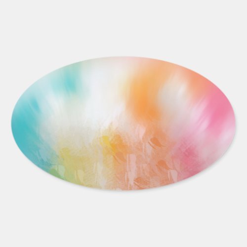 Pink Red Yellow Blue Template Trendy Abstract Art Oval Sticker