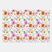 Sage Green White Gray Floral Boho Trendy Wrapping Paper Sheets