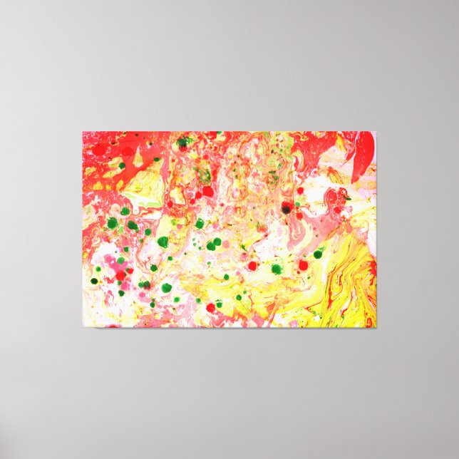 Pink Red Yellow Green Modern Abstract Art Trendy Canvas Print (Front)
