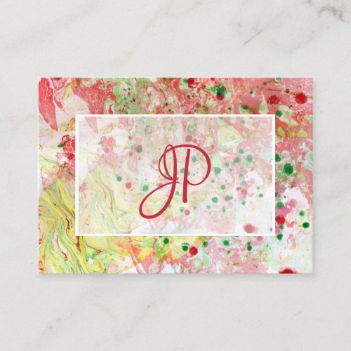 Pink Red Yellow Green Modern Abstract Elegant Business Card