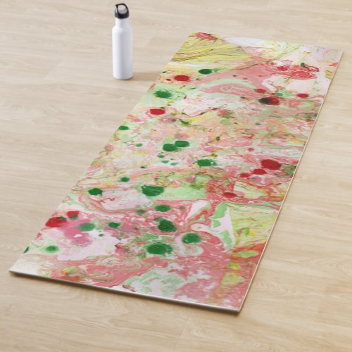 Pink Red Yellow Green Trendy Modern Abstract Art Yoga Mat