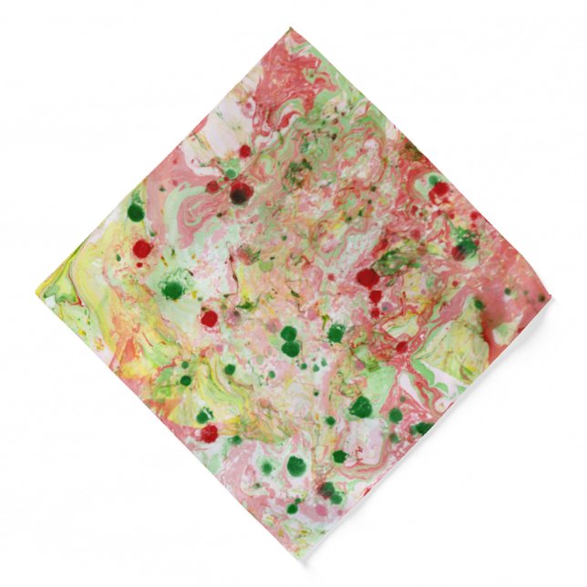Pink Red Yellow Green Trendy Modern Abstract Bandana (Front)