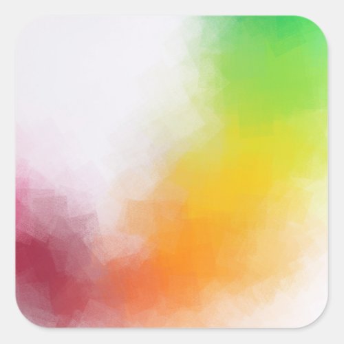 Pink Red Yellow Orange Blue Green Abstract Art Square Sticker
