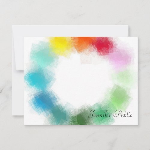 Pink Red Yellow Orange Blue Green Colorful Note Card