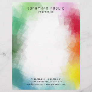 Pink Red Yellow Orange Purple Blue Green Rainbow Letterhead