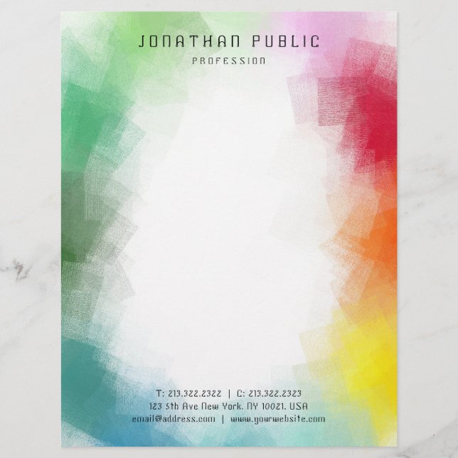 Pink Red Yellow Orange Purple Blue Green Rainbow Letterhead (Front)