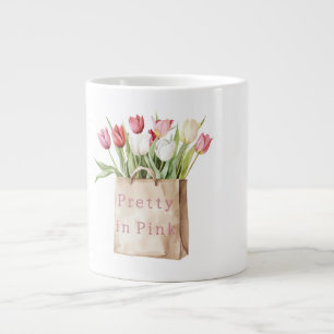 Pink Red Yellow White Tulip Flowers in Bag Giant Coffee Mug