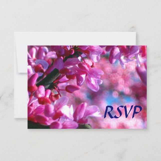 Pink Redbud Blossoms Bat Mitzvah RSVP Card (Front)