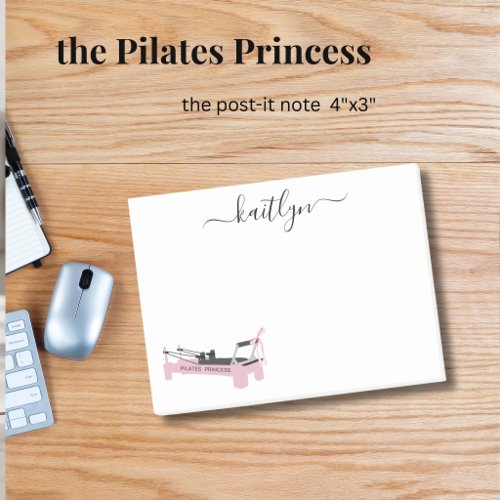 Pink Reformer Personalized Pilates Princess Name Post-it Notes