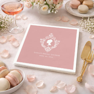  Pink Regency Lady Crest Dusty Rose Bridal Shower Napkins