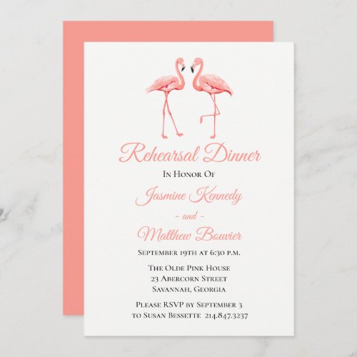 Pink Rehearsal Dinner Flamingo Wedding  Luau Beach Invitation