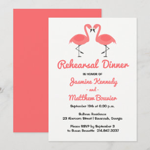 Pink Rehearsal Dinner Flamingo Wedding Luau Beach Invitation