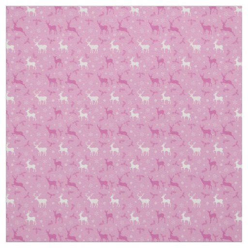 Pink Reindeer Christmas Holiday Fabric