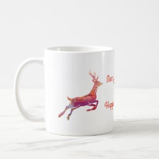 Pink Reindeer Custom Holiday Mug