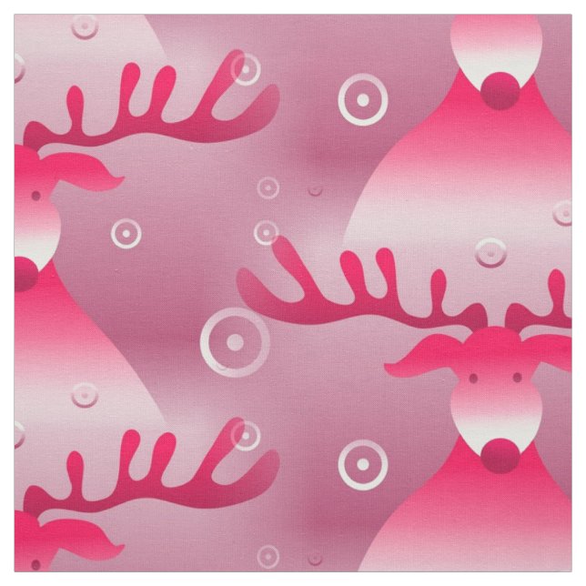 pink reindeer fabric (Swatch)