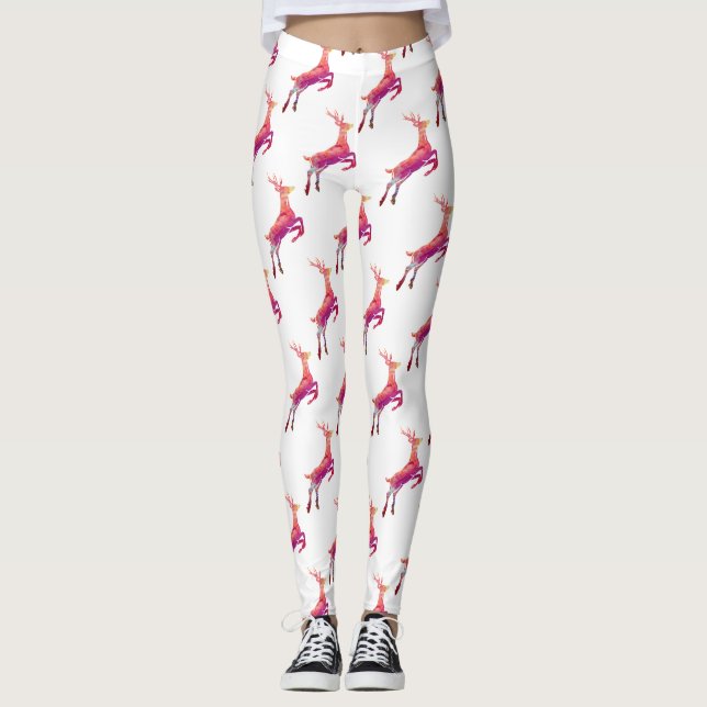 Pink Reindeer Leggings (Front)