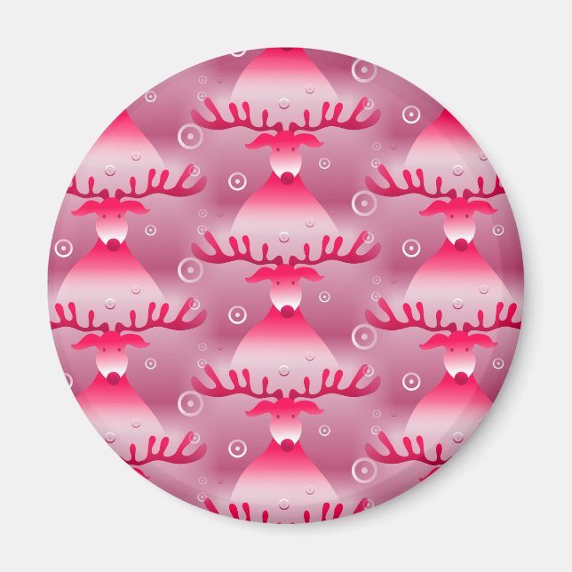 pink reindeer magnet (Front)