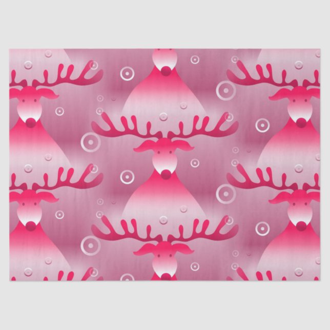 pink reindeer tissue paper (Front)