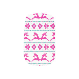 Pink Reindeer Ugly Christmas Sweater Minx Nail Wraps